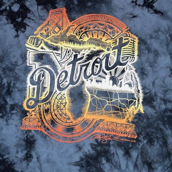 Mens Detroit T-Shirt Tee Size M Medium Black Blue NWOT by Chris Deighan 2021 - Picture 2 of 4